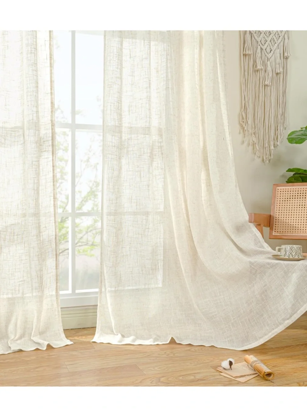 Lamit natural light filtering linen curtains 52 x 90” 2 panels